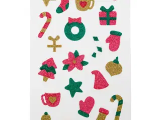 Glitterstickers, jul, ark 10x16 cm, 1 ark