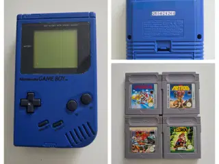 Nintendo Game Boy (DMG-01) original inkl. 4 spil.