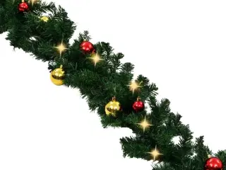 Juleguirlande dekoreret med kugler og LED-lys 20 m