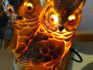 Porcelæn lampe med 2 ugler