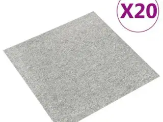 vidaXL tæppefliser 20 stk. 5 m² 50x50 cm lysegrå