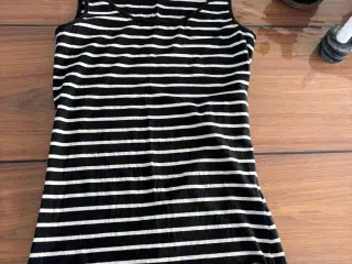 Sort/hvid stribet top str m