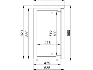 Barkølebord med 3 glas døre – 500 liter
