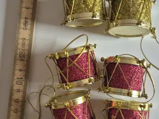 Sæt med 6 Glimmer-Trommer til Juletræet (Guld og P