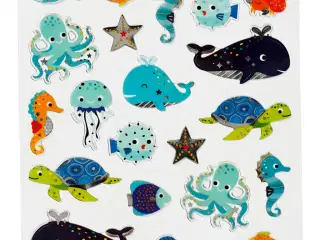 Selvklæbende stickers med havets dyr - 15x16,5 cm