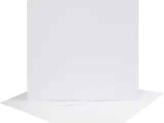 Kort og kuverter, kort str. 15,2x15,2 cm, kuvert str. 16x16 cm, 230 g, hvid, 4sæt/ 1 pk.