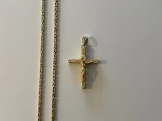 Massiv kongekæde samt vedhæng 14k/18k