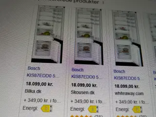 HELT NY-BOSCH INTEGRERET KØLE/FRYSESKAB KIS87EDDO
