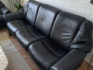 Stressless, sort 3-personers lædersofa