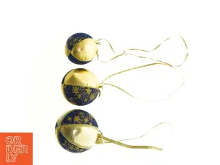 Blå og guld julekugler (str. 5 cm 6,5 cm 7 cm)