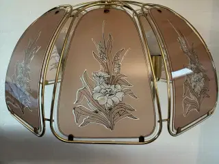 Vintage loftlampe røgfarvet glas med motiver