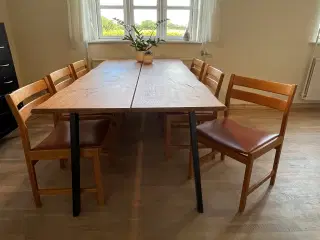 Kurt Østervig stole af eg og cognac læder (6 stk)
