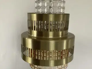 Ældre “retro” loftslampe med vaffelglas 