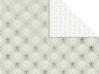 Designpapir, engle og hjerter, ark 30,5x30,5 cm, 180 g, sølv, 3ark/ 1 pk.