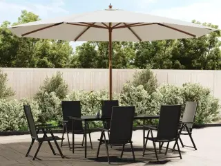Haveparasol med træstang 400x273 cm sandfarvet