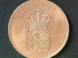 FLOT TÆT PÅ UNC. 1 KRONE 1958 FREDERIK IX