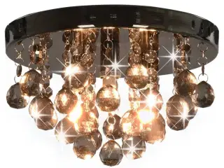 Loftlampe med røgfarvede perler rund G9 sort