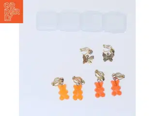 Guld og orange klips øreringe (str. 10x2 cm)