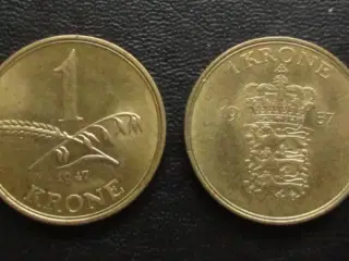 1 krone 1947 og 1957 møntskær