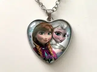 Frost halskæde med Elsa og Anna hjertehalskæde 