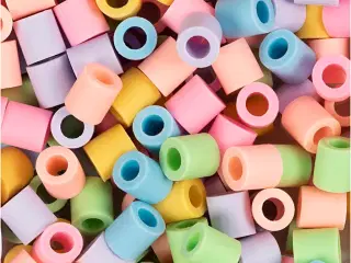 NABBI BioBeads Rørperler 5x5 mm, Pastel, 1000 stk.