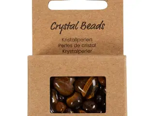 Krystalperler, Tigerøje, diam. 7-12 mm, hulstr. 1 mm, brun, 63stk./ 1 pk.