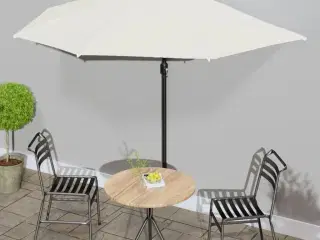 Balkonparasol med aluminumsstang sandfarvet 300 x 155 cm halv