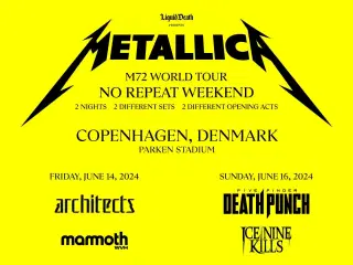 Metallica Parken 14-16 juni billetter siddepladser