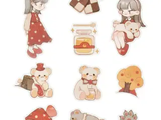 Washi stickers, bamser, str. 25-70 mm, 30stk./ 1 pk.