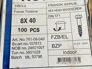 Fransk skruer 8x40  325 stk.