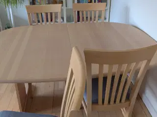 Spisebordssæt lakeret bøg