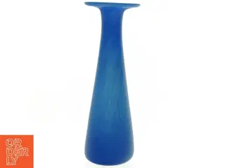 Mundblæst Blå Glas Vase med flot farvespil(str. 24 x 8 cm)