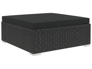 Haveloungesæt 5 dele med hynder polyrattan sort