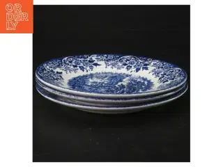 Blå og hvid porcelænstallerkener (str. 16 cm)