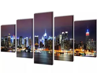 Kanvasbilledsæt New York skyline farverigt 200 x 100 cm