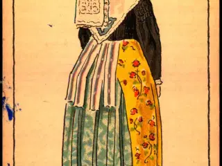 BW - Dragt fra Aalborg Amt ca. 1830 - Dansk Folkemuseum - Alfred Jocobsen 42 - Ubrugt