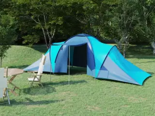 Telt 6-personers blå og lyseblå