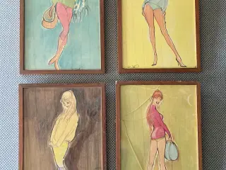 4 stk Christel tegninger fra 1959