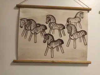 Kay Bojesen ophæng 6 Zebraer print på lærred