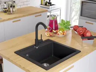 Køkkenvask enkelt vask granit sort