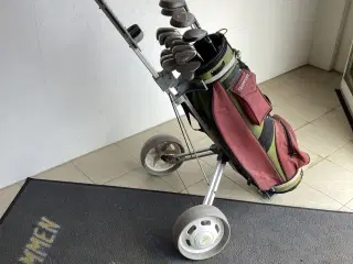 Golfsæt komplet. Alu. Vogn , Bag, køll/Jern
