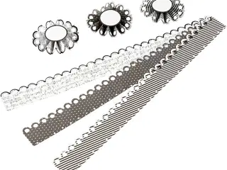Festlige rosetter - 6 stk. i 3 designs, 8 cm