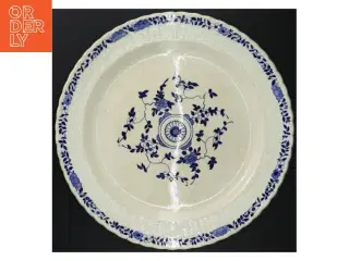 Porcelænsfad med blåt blomstermønster (str. 35 cm)
