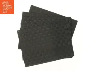 Sæt med 8 sorte dækkeservietter i flet (40,5x30,5 cm)
