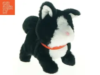 Sort-hvid tøjkat med rødt halsbånd fra Happy Pets (str. Mængde. 19 cm)