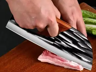 2 stk. Japansk kødhakker 5Cr15 SS rustfrit stål med træhåndtag