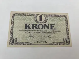 1 Krone 1921 Danmark - Pæn