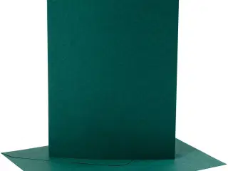 Kort og kuverter, kort str. 12,7x17,8 cm, kuvert str. 13,3x18,5 cm, 230 g, mørk grøn, 4sæt/ 1 pk.