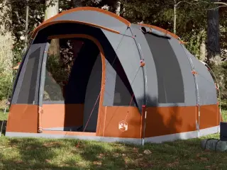 3-personers campingtelt vandafvisende grå og orange