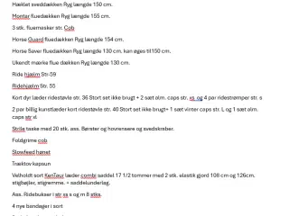 Brugt Ride udstyr + velholdt KenTaur saddel